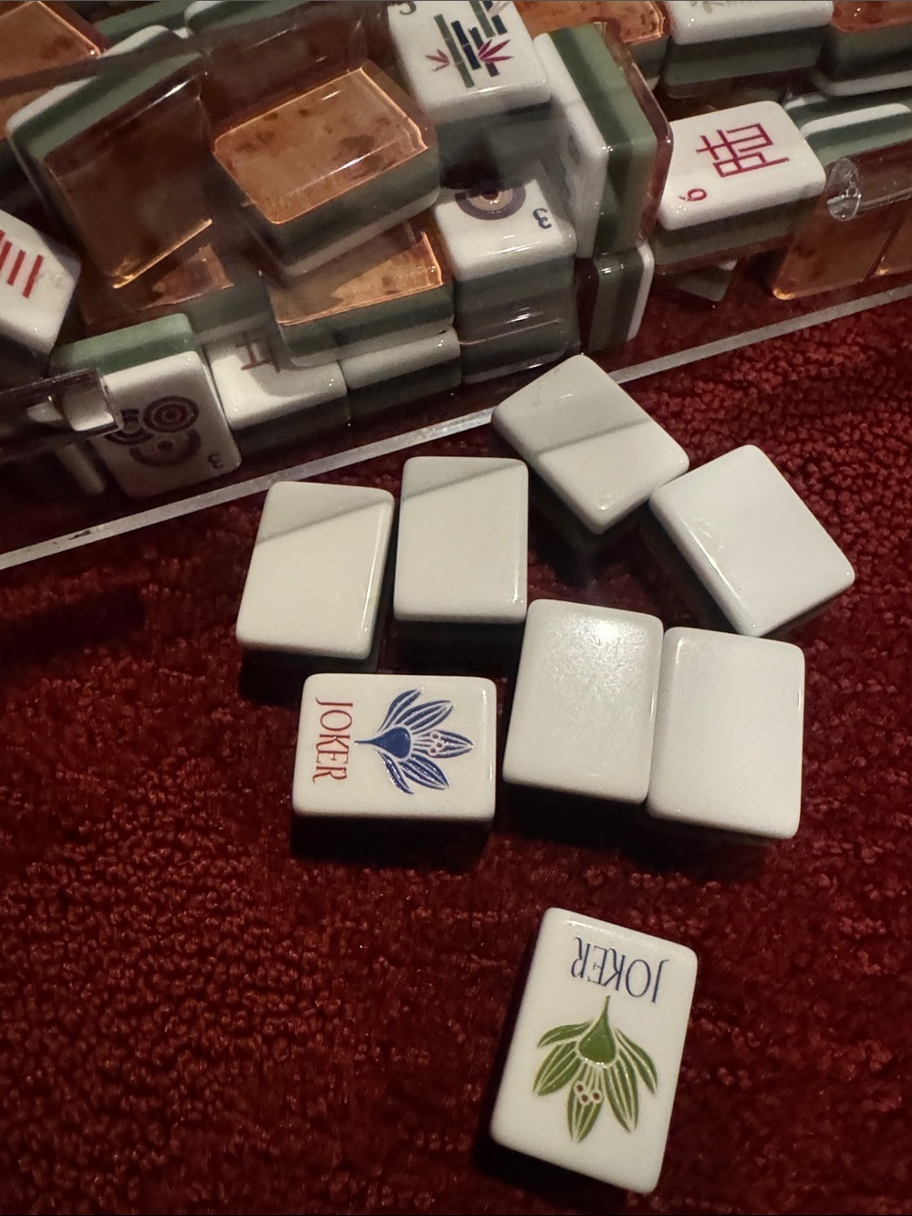 Mahjong Tile Set unbranded Burlwood - Green and Gold Decorative Game Tiles - Picture 2 of 3